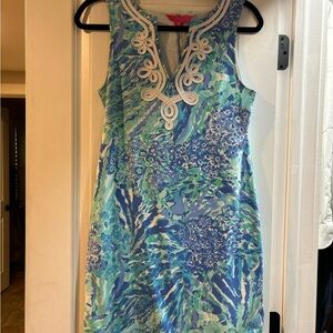 Lilly Pulitzer Blue Embellished Sheath Dress Resort Wear